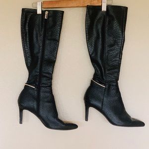Calvin Klein Black Snakeskin Rhianna Zip-Up Boots